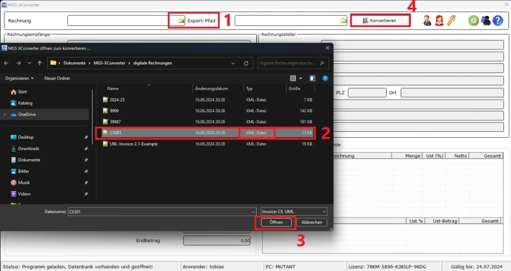Digitale Rechnung einlesen